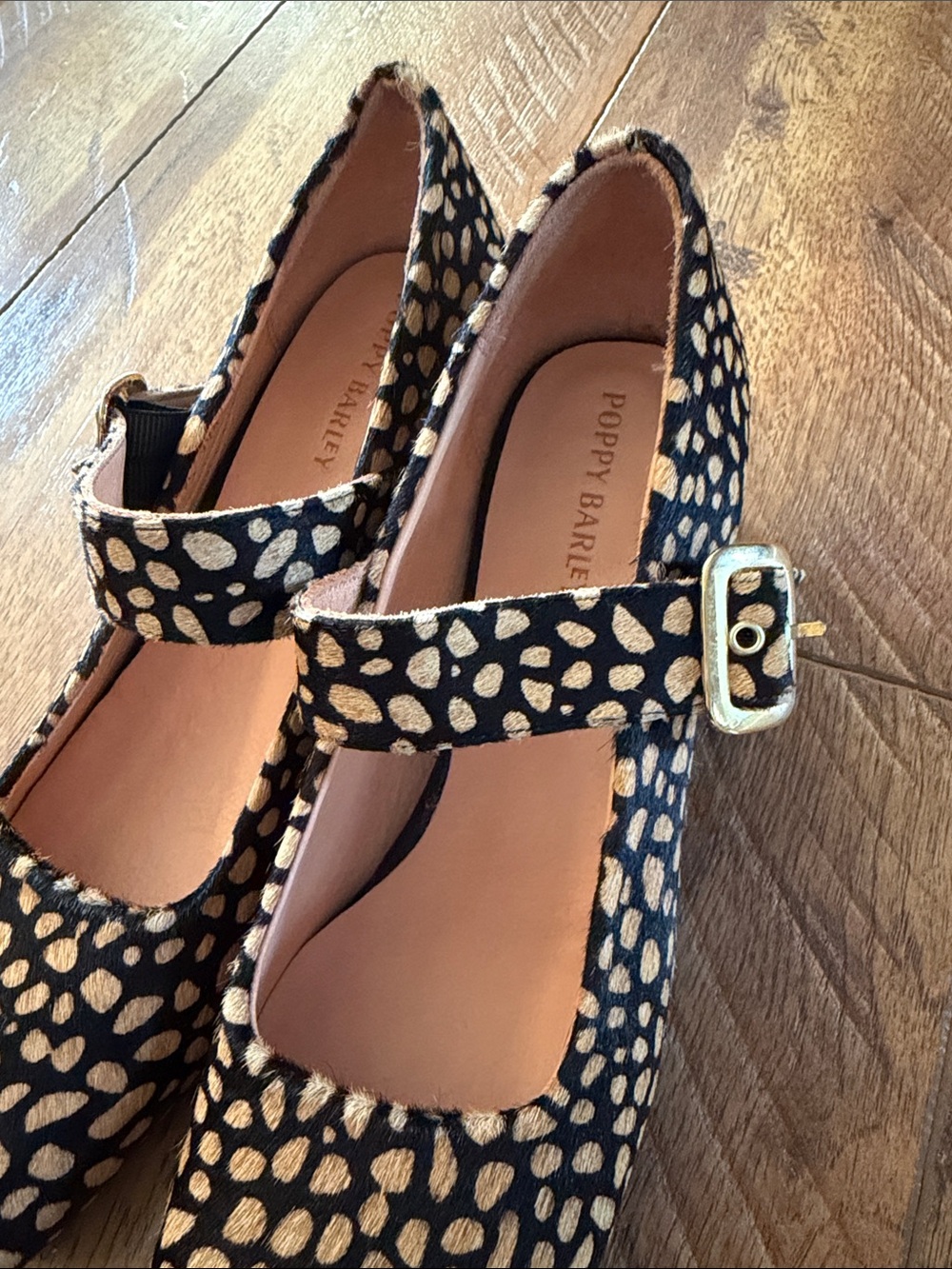 Poppy Barley Calf Hair Mary Jane Heels Animal Print 10 - Picture 9 of 15